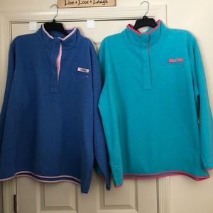 Columbia pullover fleece jackets blue / mint green